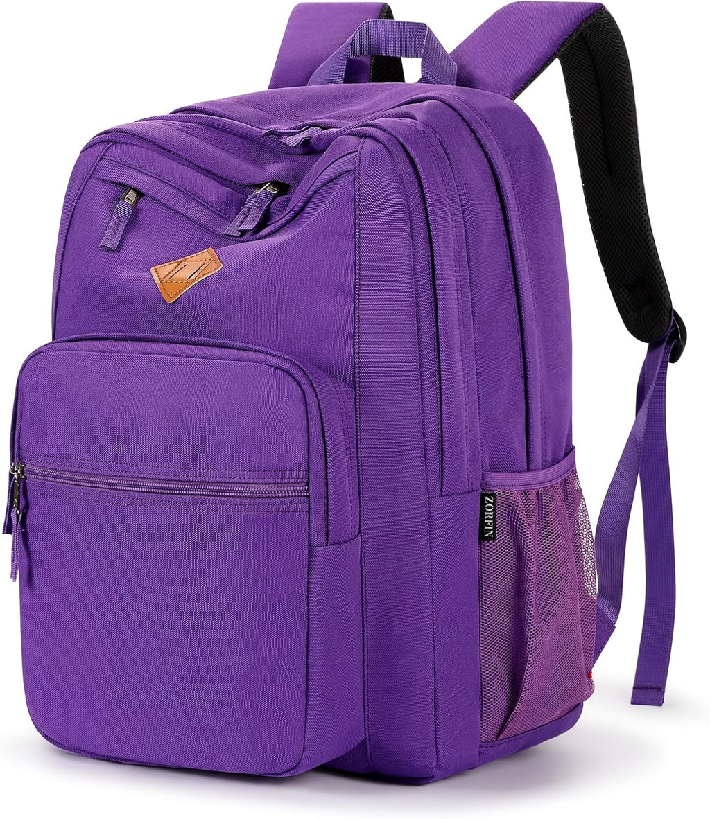ZORFIN 26L Backpack for College, and Travel: Water Resistant Bookbag - Beige