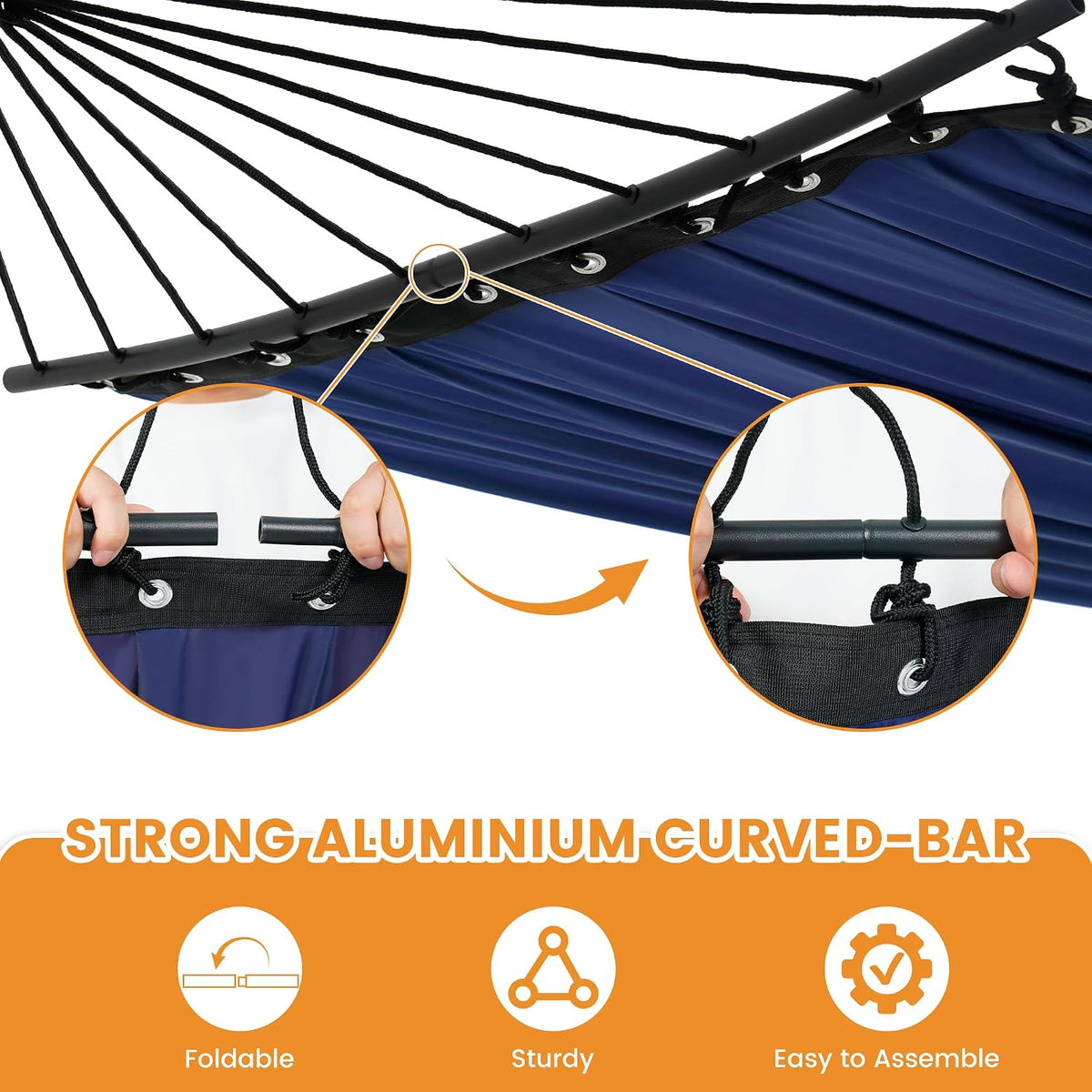 Lazy Daze Portable Camping Hammock with Curved Spreader Bar, Navy