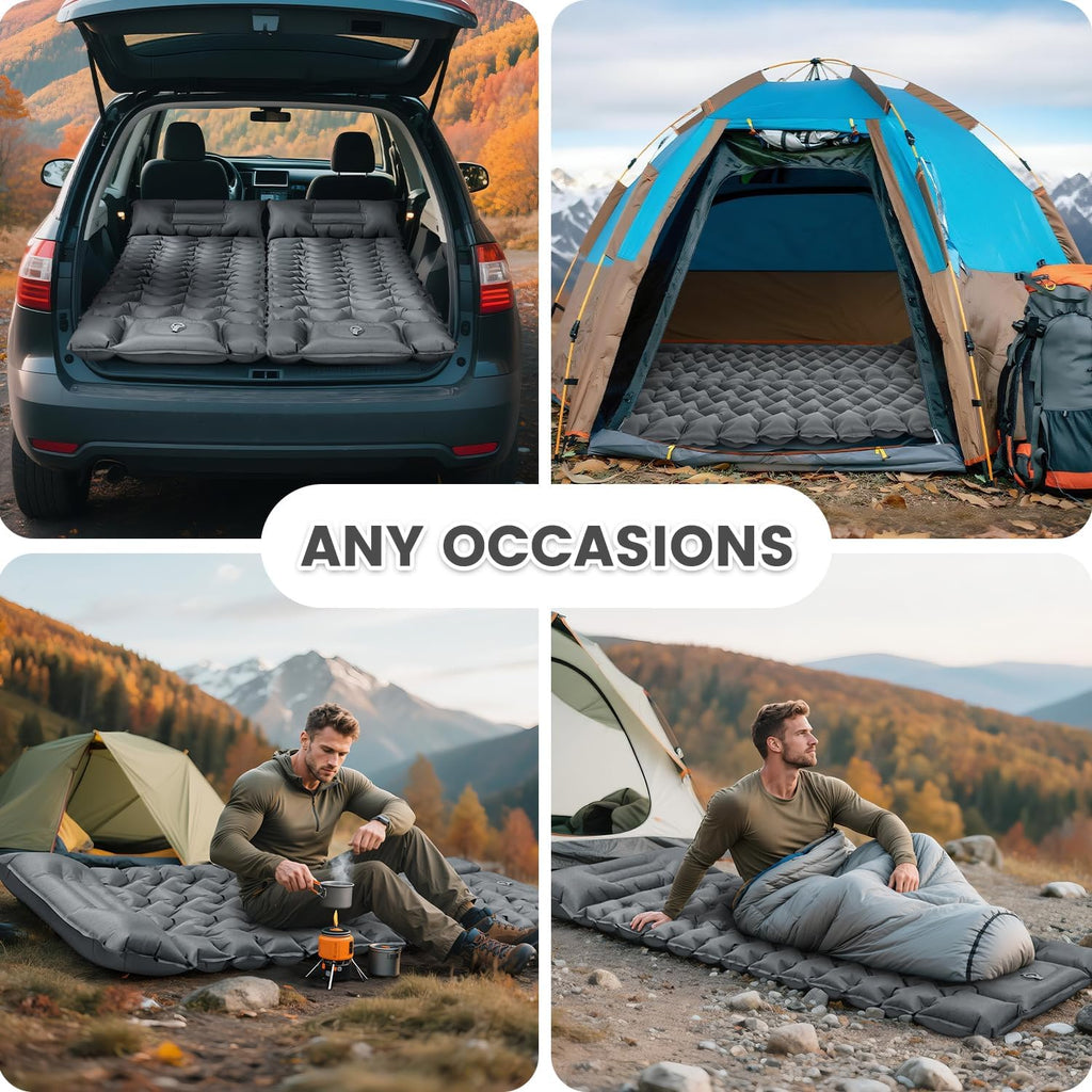 4 Inch 1.9 lb Backpacking Sleeping Pad with Fast Foot Pump