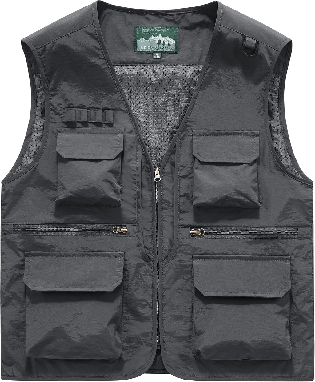 Men's Utility Fishing Cargo Vest Outdoor Lightweight Safari Travel Photo Vest Hiking Waistcoat With Multi Pockets