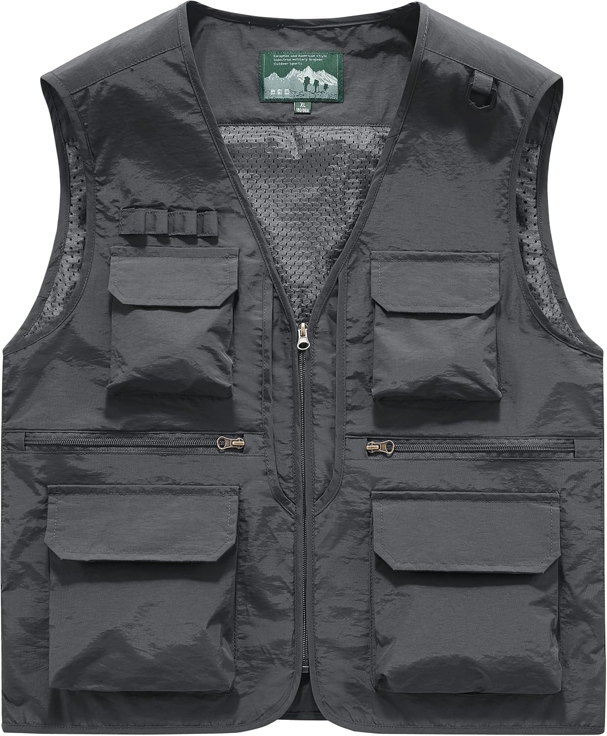 Men's Utility Fishing Cargo Vest Outdoor Lightweight Safari Travel Photo Vest Hiking Waistcoat With Multi Pockets