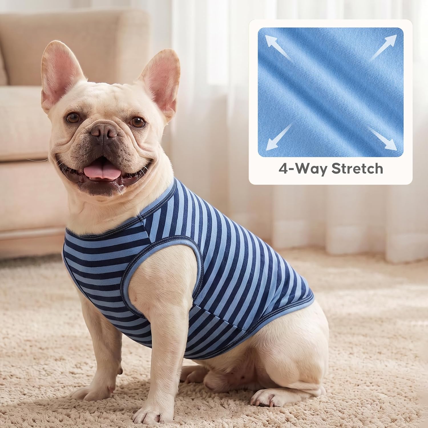 KYEESE 2Pack Cotton Dog Shirt for Small Dogs Soft Striped Tank Top