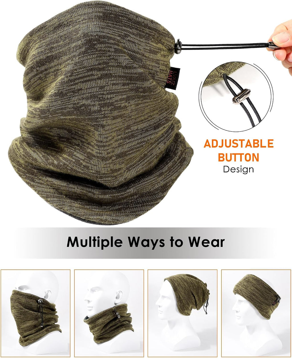 Winter Beanie Hat Scarf Set for Men Women Fleece Lined Warm Windproof Ski