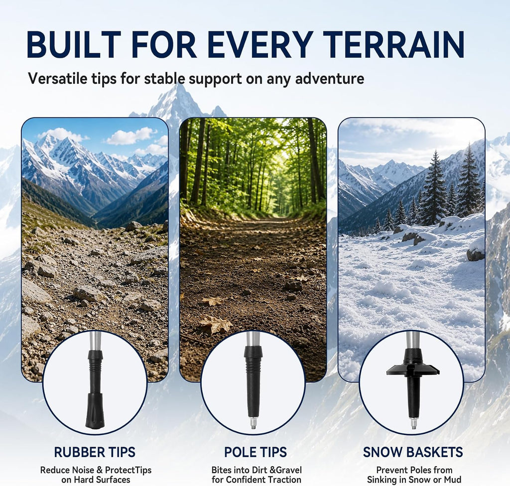 Collapsible Hiking Poles, Lightweight Walking Stick for Trekking