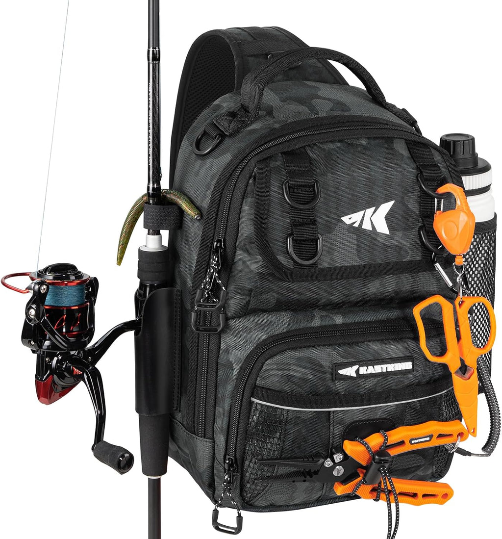 KastKing BaitSpace Fishing Sling Bag, Fishing Backpack with Rod Holder