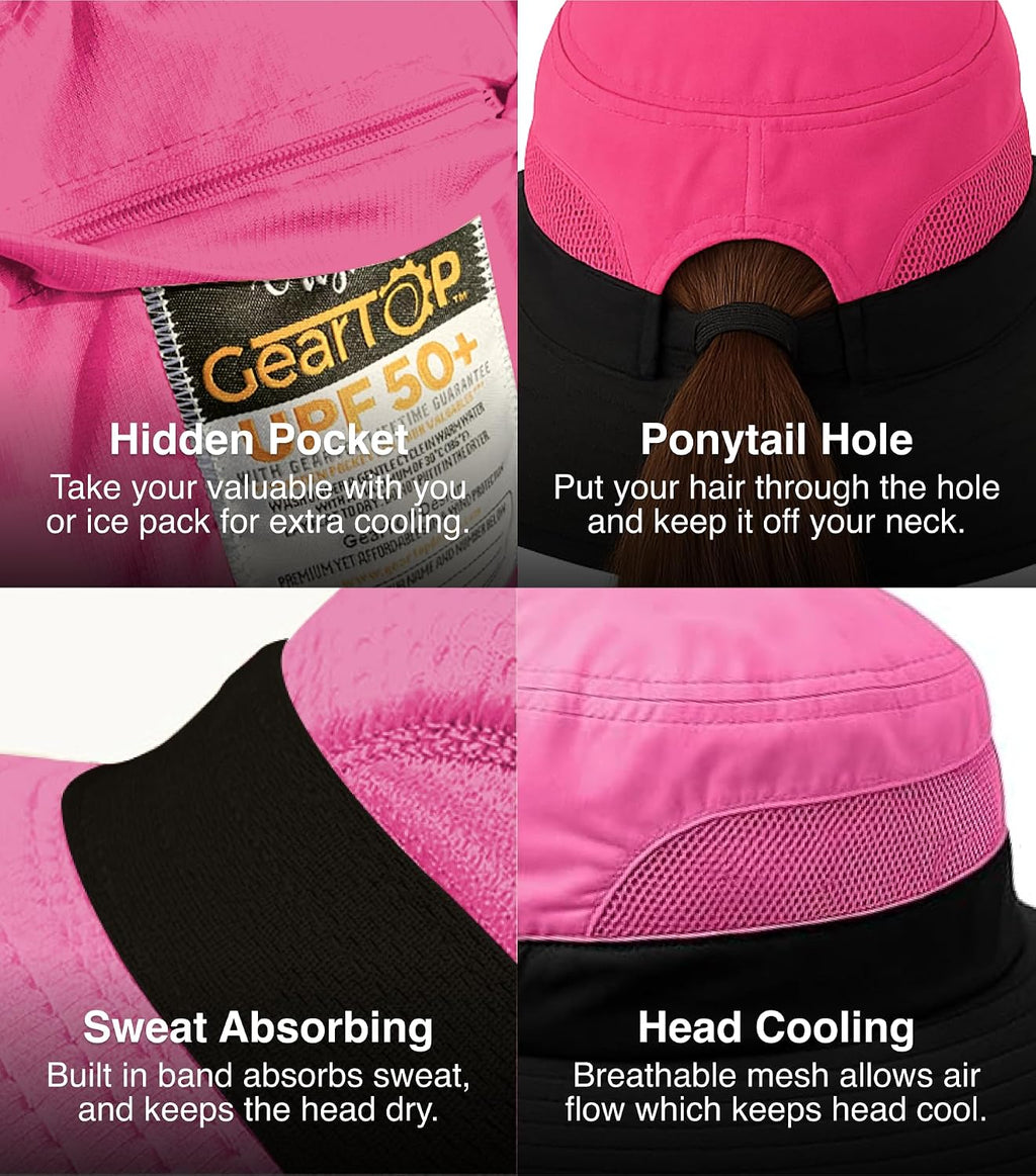 GearTOP Safari Hat for Men Sun Hats for Women UV Protection UPF 50+ Fishing, Gardening, Hiking Hat (22-23 1/2")