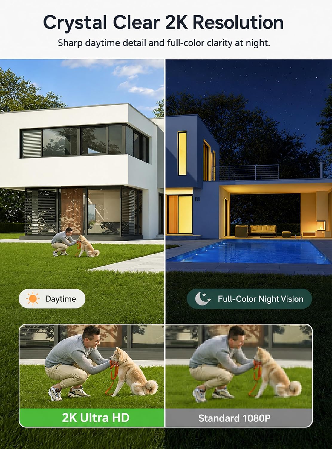SYMYNELEC 2K Solar Security Cameras Wireless Outdoor, 2-Pack