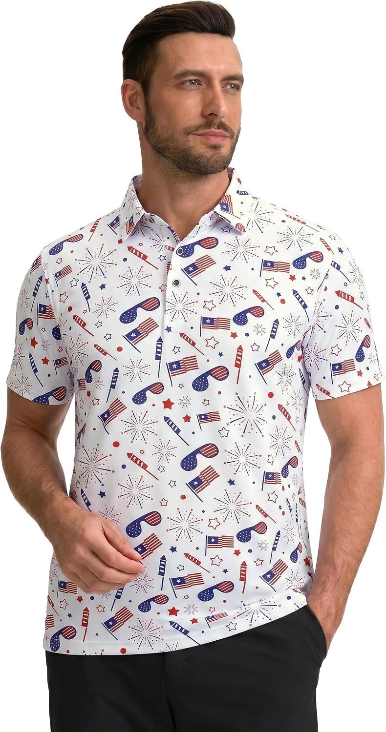 Esabel.C Golf Shirts for Men Moisture Wicking Dry Fit Short Sleeve Polo