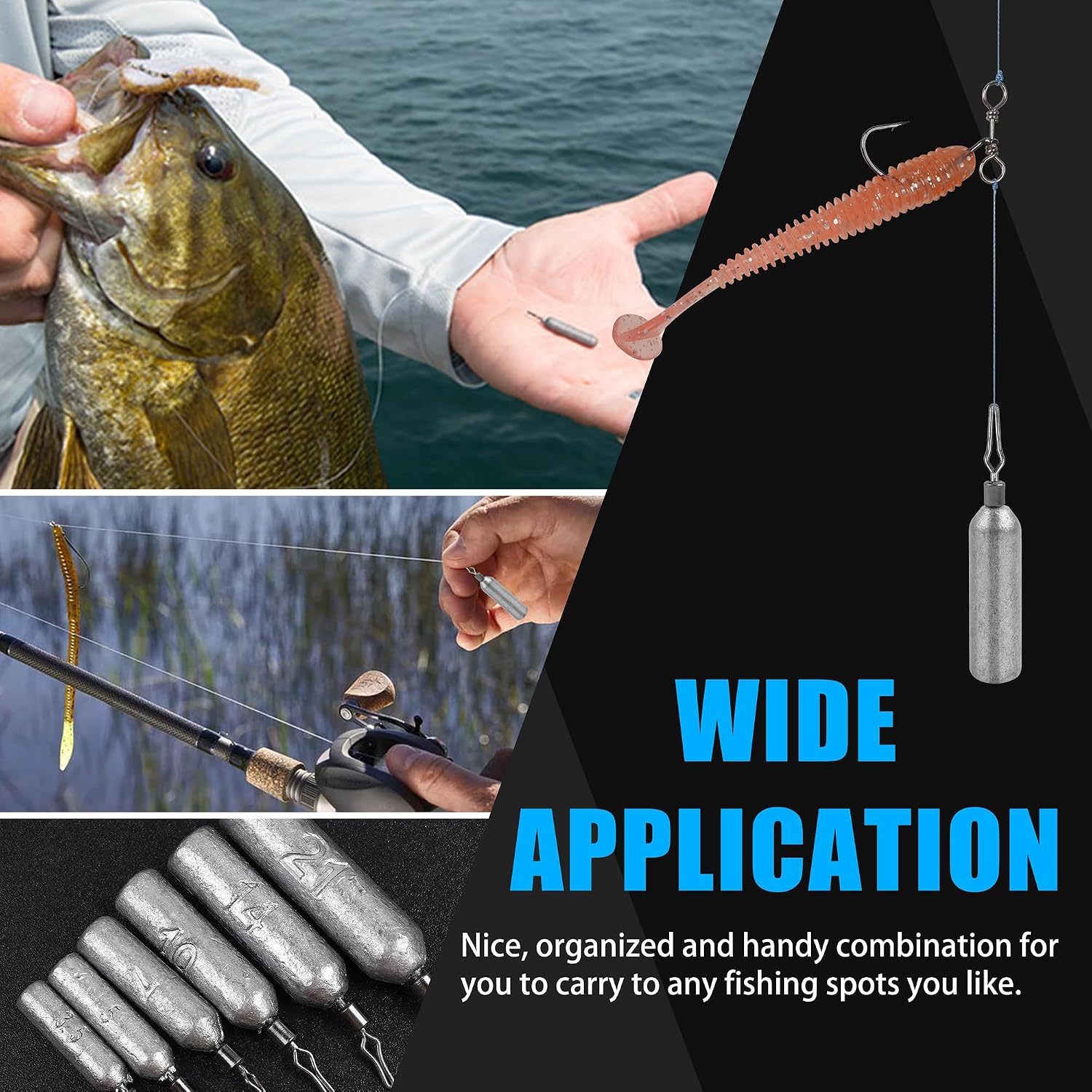 30 Pack Drop Shot Weights Skinny Pencil Sinkers for Bass Fish Drop Shot Rig