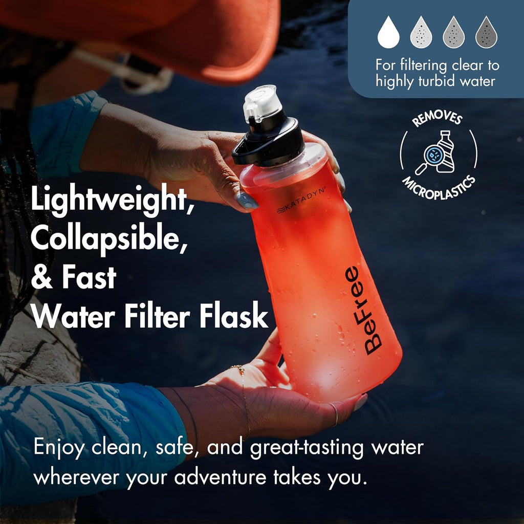Katadyn BeFree 1L Lightweight Collapsible Water Filter Bottle for Outdoors