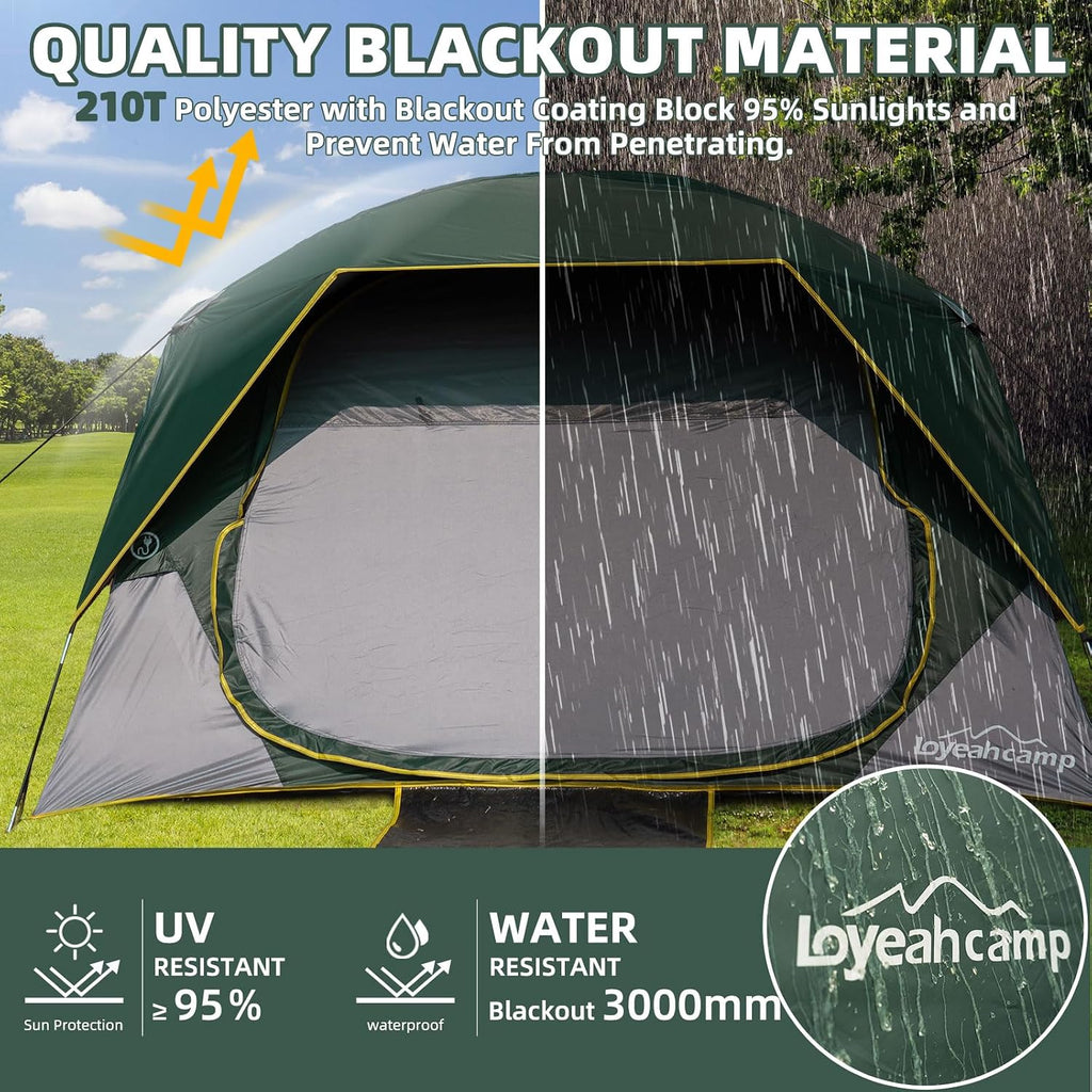 LOYEAHCAMP Tent 4/6 Person Blackout Camping Tent with Rainfly