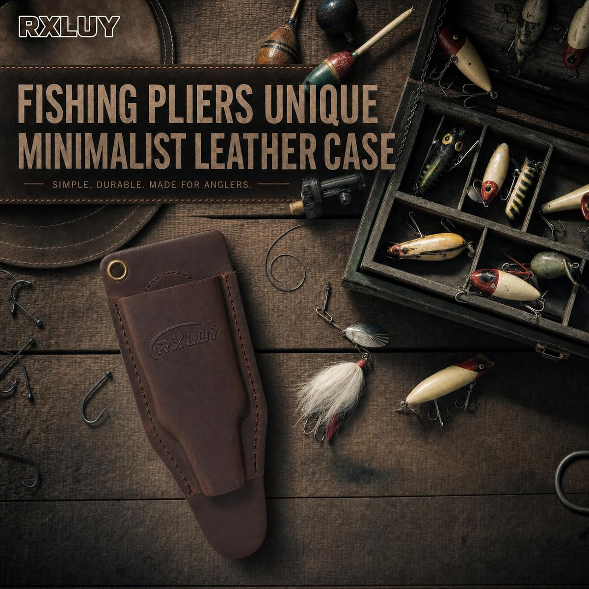 Fishing Pliers Holster with Retractable Lanyard (Camel)