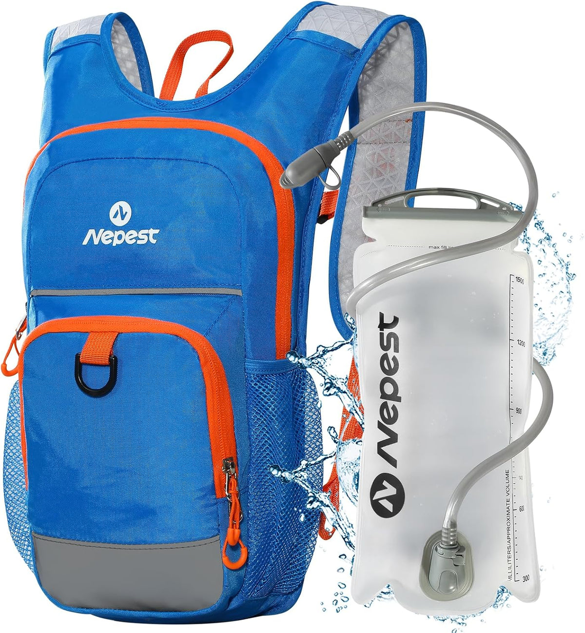 Nepest Kids Hydration Backpack with 1.5L Water Bladder for Cycling, Hiking