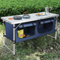 JOUYEK Camping Table, Folding Portable Kitchen Table with Storage Blue