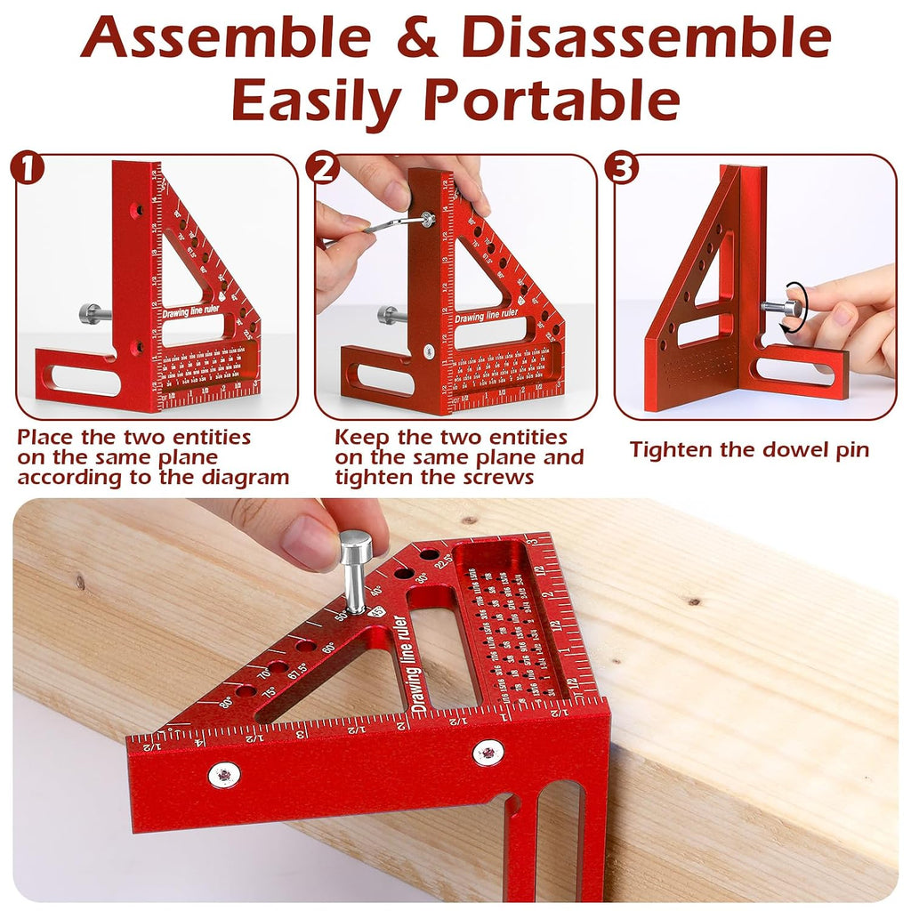 3D Multi-Angle Measuring Ruler -Precision Woodworking 3D Square Protractor