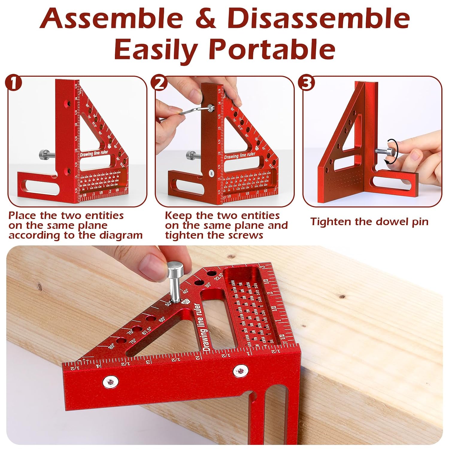 3D Multi-Angle Measuring Ruler -Precision Woodworking 3D Square Protractor