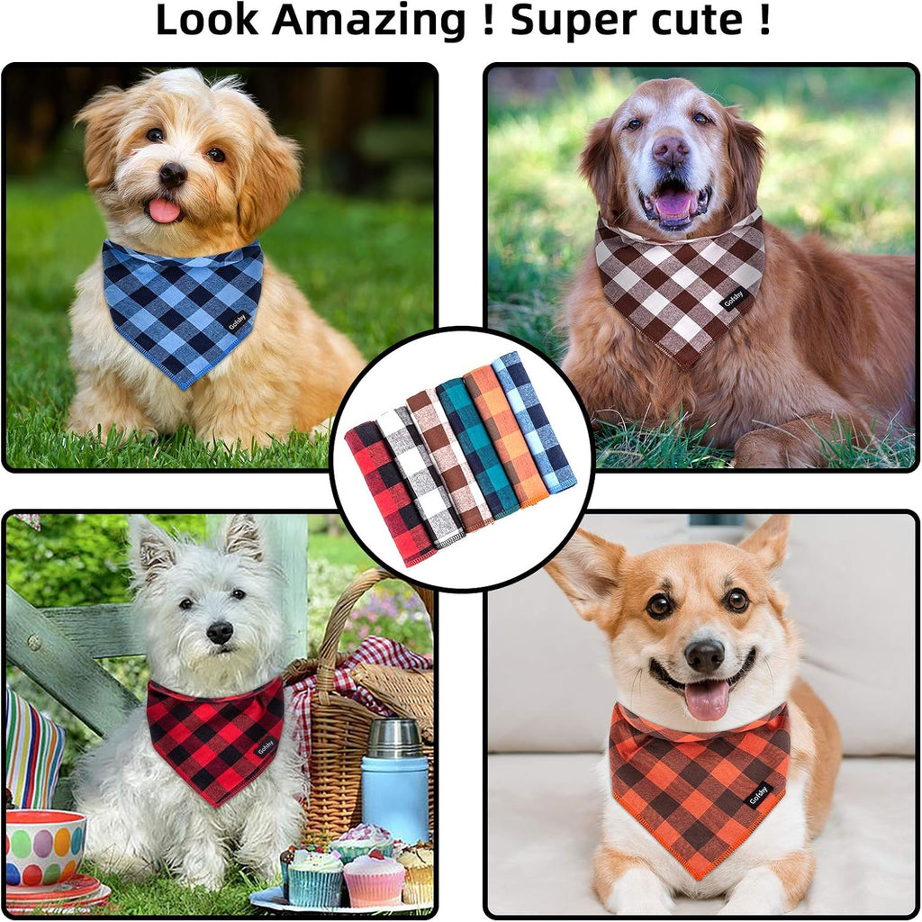 Buffalo Plaid Dog Bandanas Fall Christmas Large Scarf 6PCS
