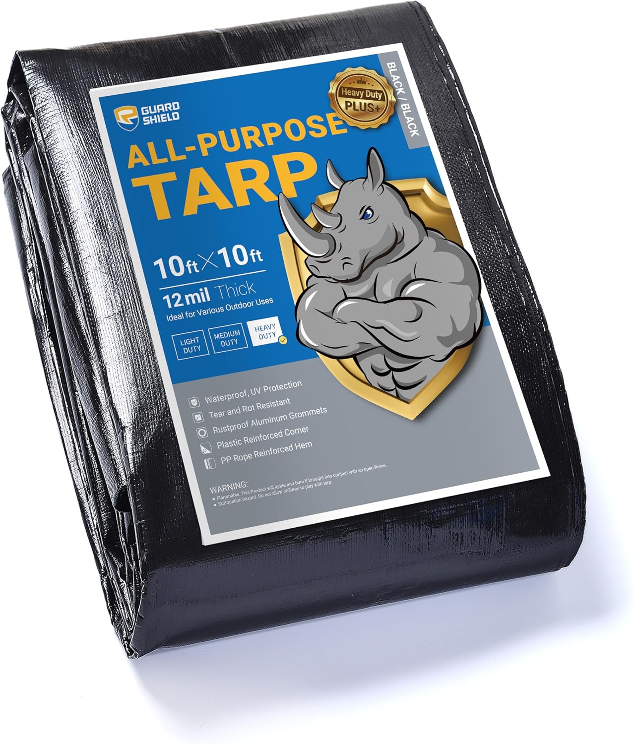 GUARD SHIELD Tarps Heavy Duty Waterproof Grey Plus+ 20x40 FT Large 12 mil