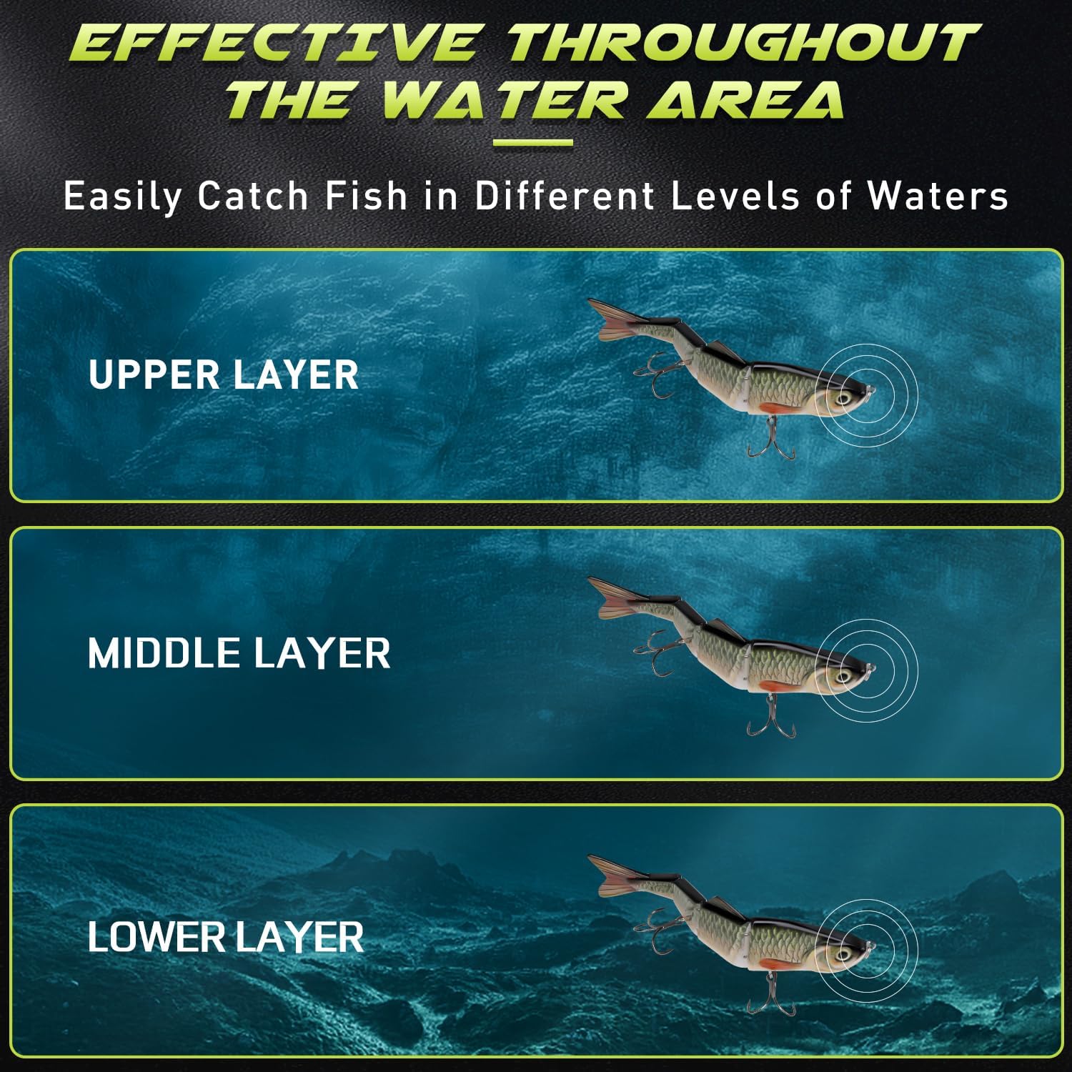 GOTOUR Jointed Swimbaits, Easy Catch Fishing Lures for Bass Trout Crappie