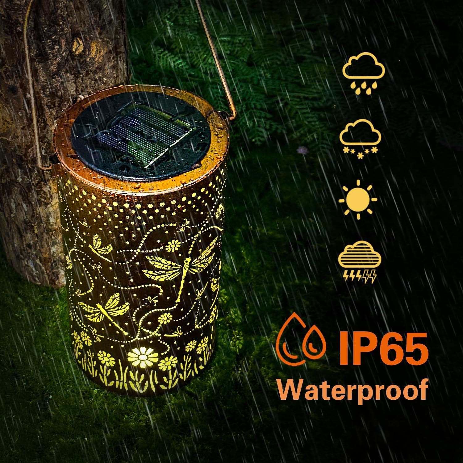 Dragonfly Solar Lanterns Outdoor Waterproof Hanging Solar Lights Dragonfly Gifts for Women Men Mom Metal Decorative LED Lanterns for Yard, Patio, Lawn, Pathway, Landscape, Garden Decor