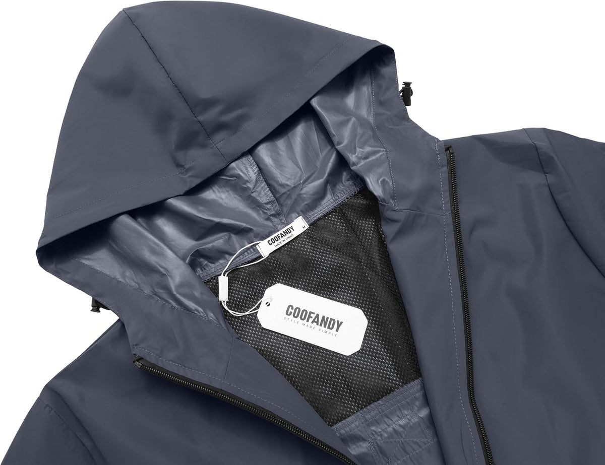 COOFANDY Men's Rain Suit 2 Piece Waterproof Breathable Rain Gear Lightweight Rain Jacket Pants Rainwear Suit
