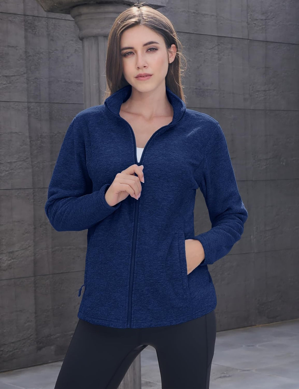 MAGCOMSEN Womens Fleece Zip Up Jacket with Pockets Lightweight Soft Coat