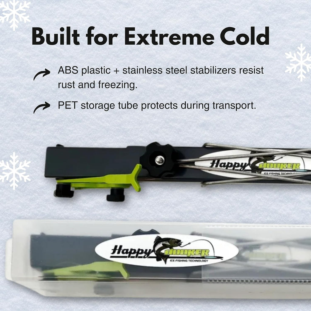 Ice Fishing Automatic Hook Setter with Adjustable Rod Holder & Storage Tube