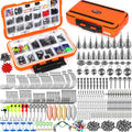 PLUSINNO Fishing Gear Accessories Kit, 449PCS Fishing Tackle Box with Tackle Included, Fishing Hooks, Fishing Weights Sinkers, Jig Heads, Fishing Tackle Set Equipment for Bass Trout, Gifts for men