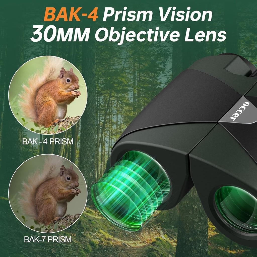 Occer 15x30 Binoculars for Adults Kids Easy Focus for Bird Watching Green