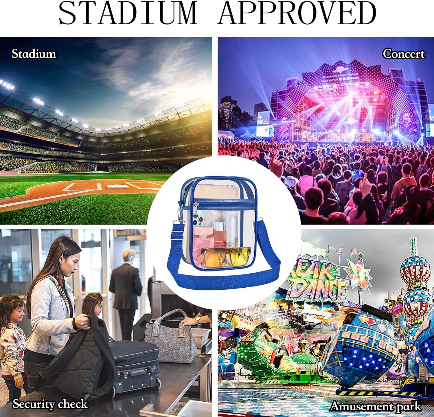 USPECLARE Clear Purse for Stadium Events Transparent Messenger Bag