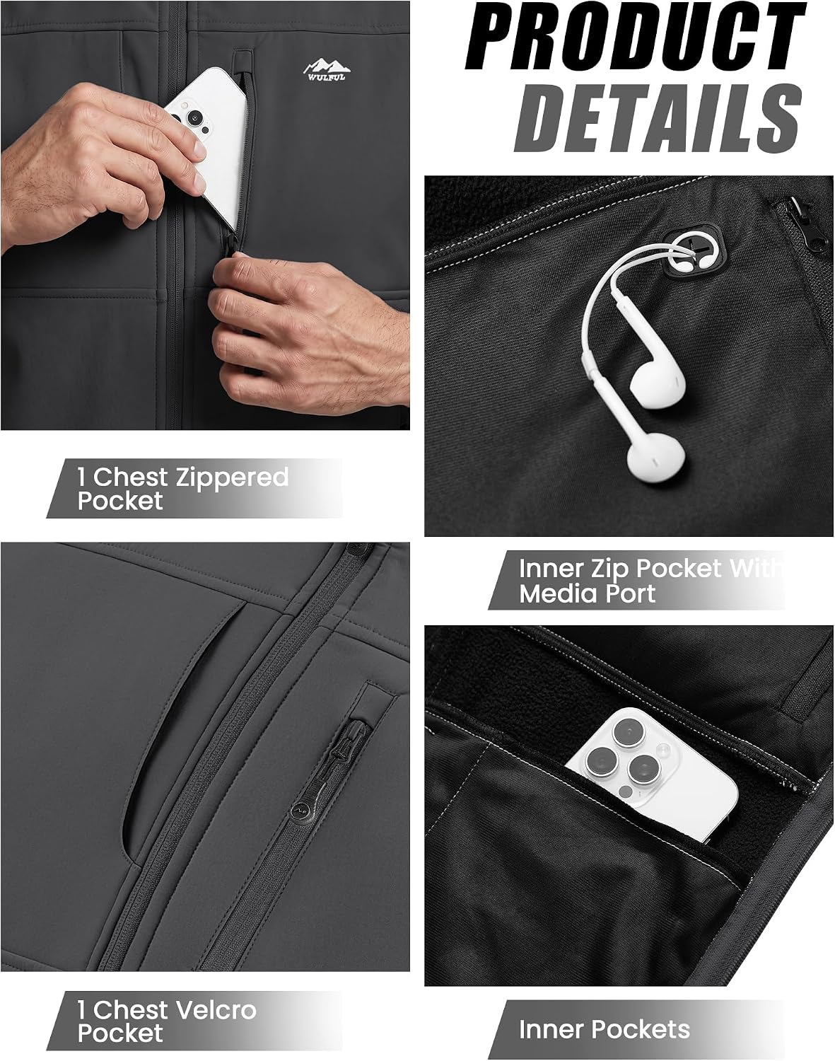 WULFUL Men's Golf Vest Windproof Lightweight Outerwear Sleeveless Jacket