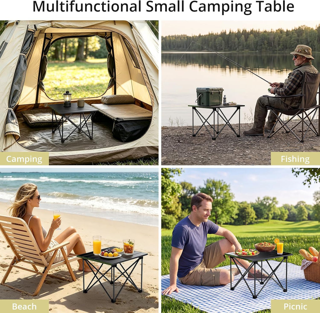 Anbte Small Folding Camping Table, Ultralight Aluminum, 44 lb Capacity