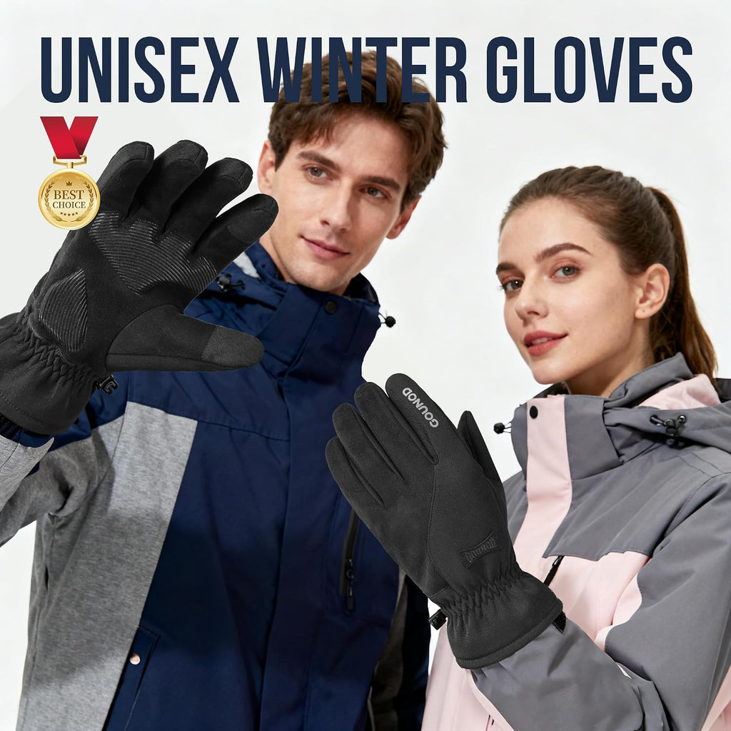 GOUNOD Winter Gloves for Women Men, Thermal Insulated Waterproof Windproof Cold Weather Gloves, Touch Screen Compatible, Non-Slip Grip for Running, Driving, Cycling, Hiking