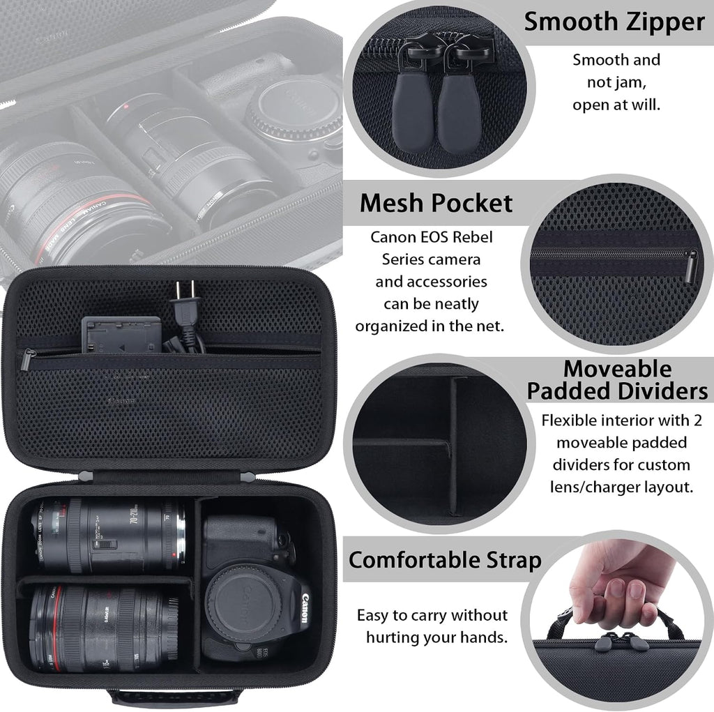 khanka Camera Case for Canon EOS R8 Mark II/Rebel R6V/T7/T100/T6/R50