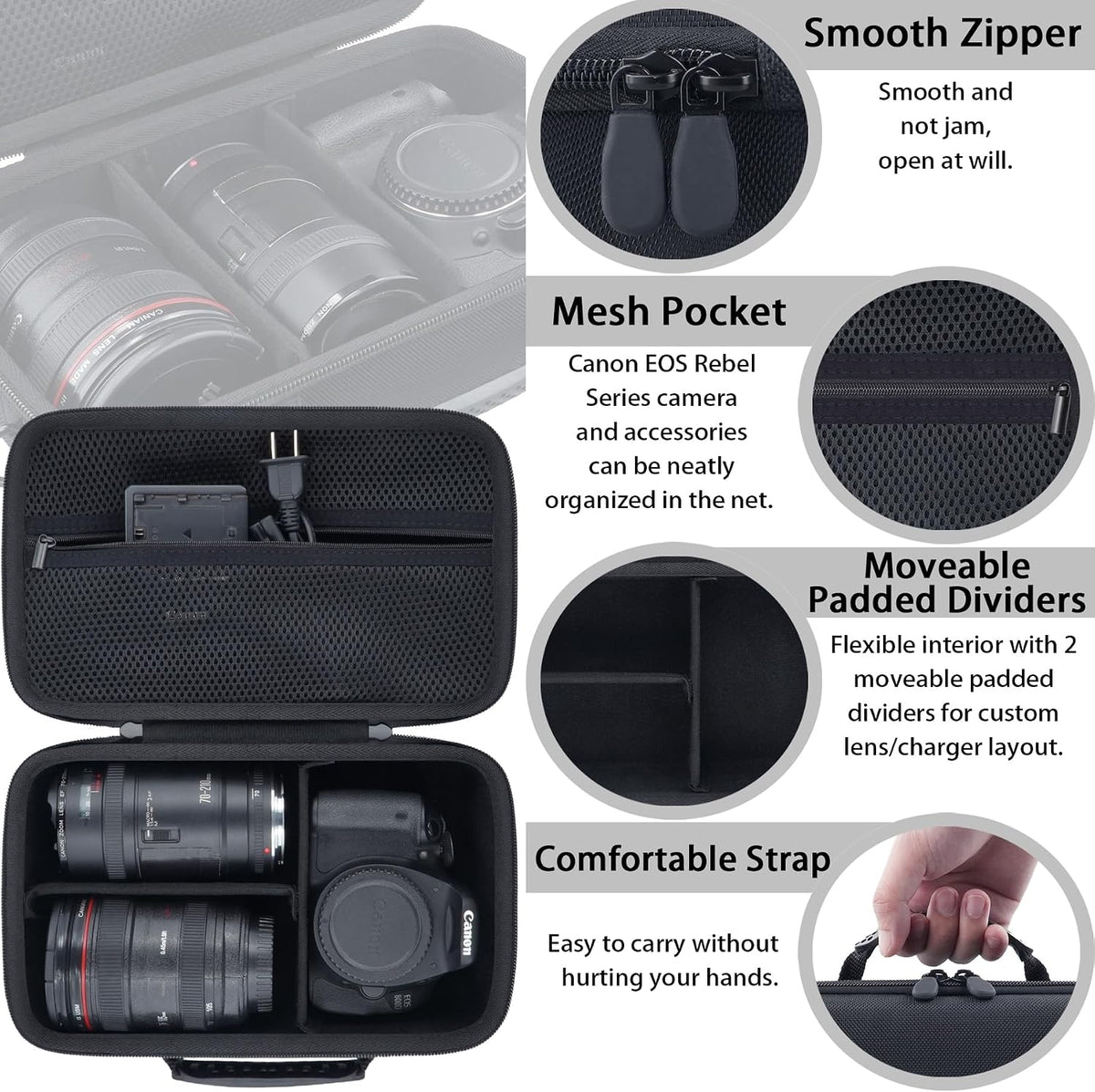 khanka Camera Case for Canon EOS R8 Mark II/Rebel R6V/T7/T100/T6/R50
