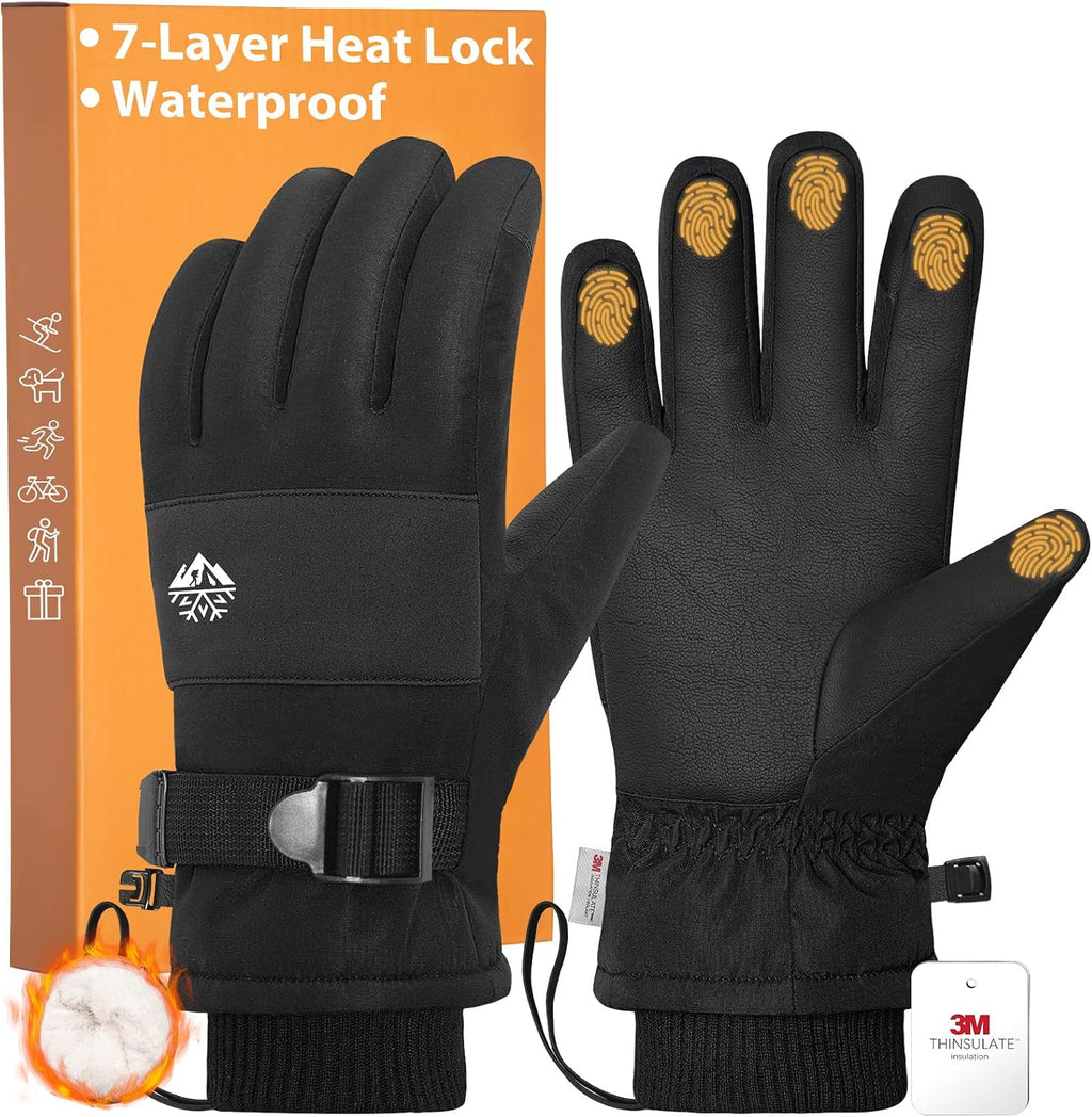 Pixel Panda 3M Winter Gloves for Men Waterproof Warm Snow Glove for Women