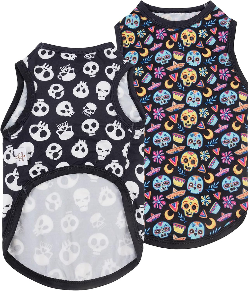 CuteBone Dog Shirts 2-Pack Soft Pet Clothes Breathable Summer Vest for Small Puppy and Stretchy Cat Apparel 2BX24L