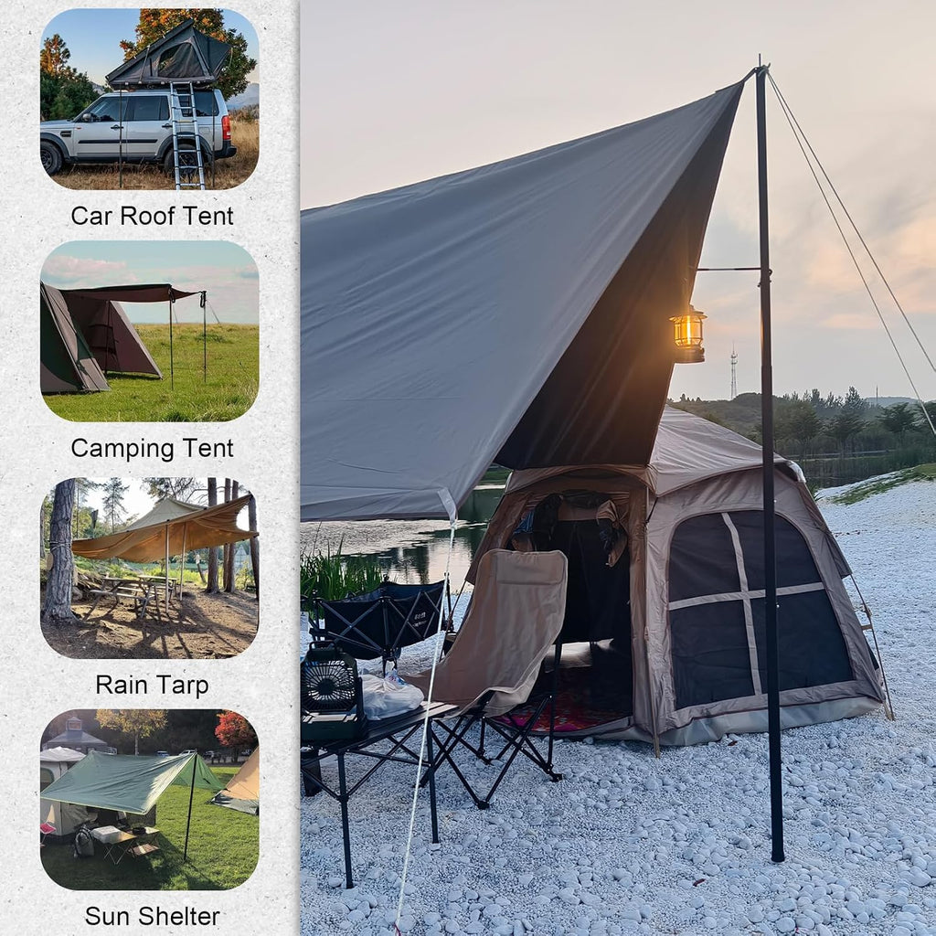GEEWAY Tarp Poles for Camping, 10FT 2 Pcs Telescoping Black