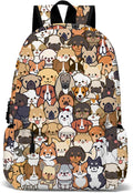 Funny Dog School Backpack for Girls Boys Bookbag, 17 Inch Dog Laptop Backpack, Dogs Animals Theme Back Pack for School Travel Hiking Camping