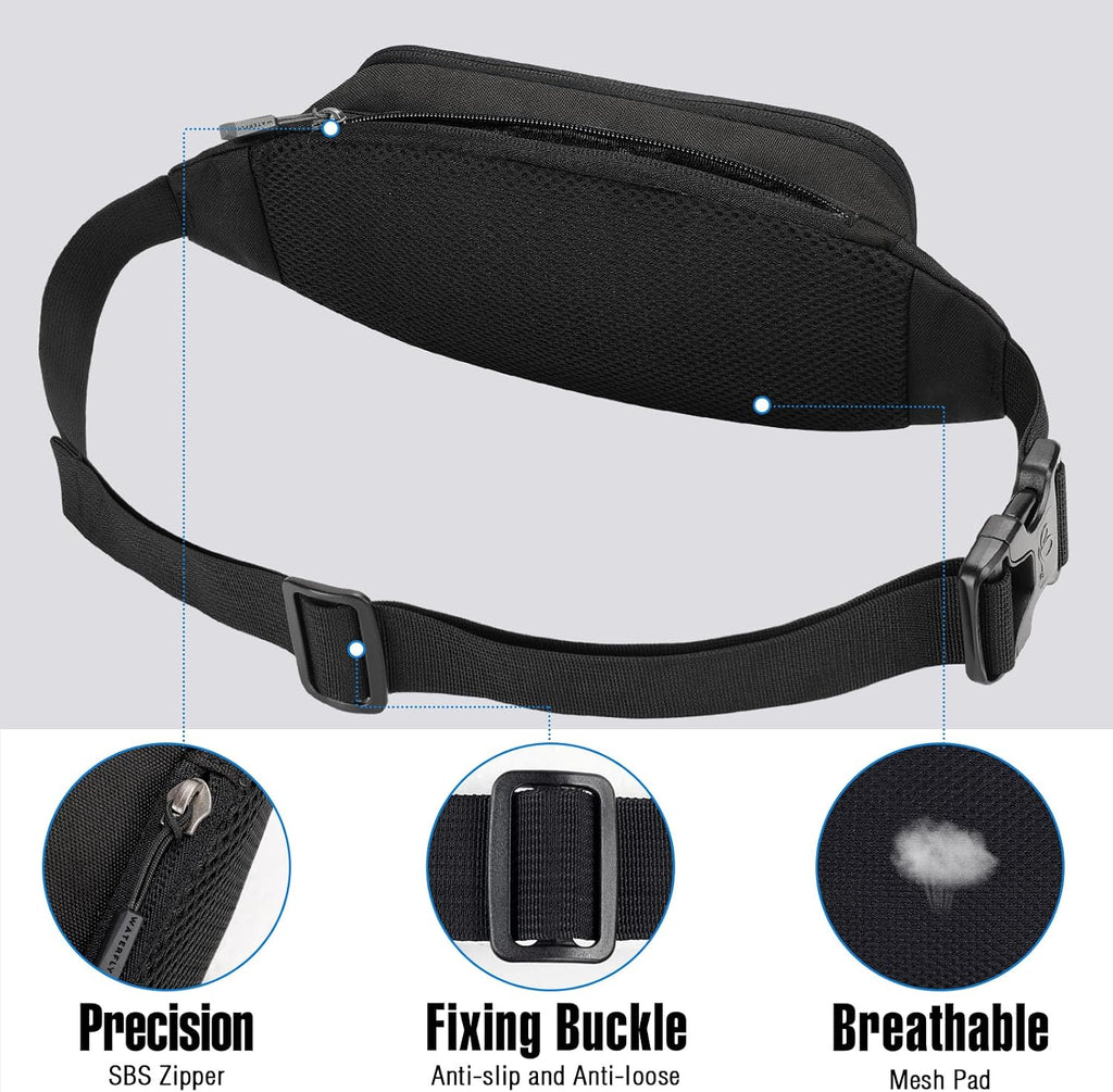 WATERFLY Small Fanny Pack Crossbody Lightweight Waist Bag for Woman Man
