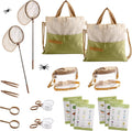 ROBOTIME 2Sets Bug Catcher for Kids, Sturdy Bug Catching Kit with Butterfly Net, Insect Box, Magnifying Glass, Tweezer, Clamp, Cards and Carry Bag, Bug Habitat Outdoor Explorer Kit for Kids 3-12