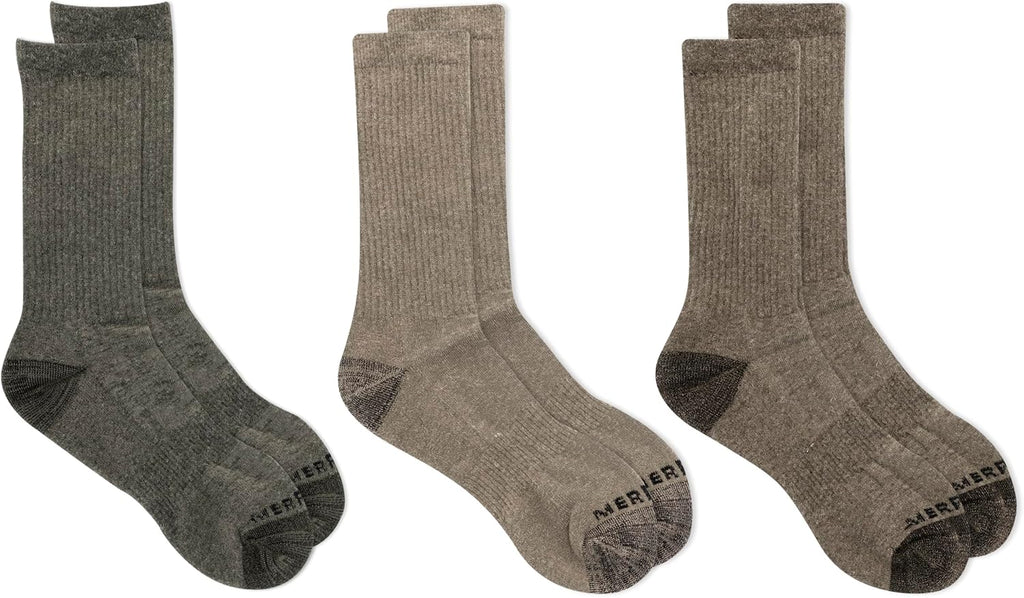Merrell Unisex Adult Men's and Women's Wool Everyday Hiking Crew Socks - 3 & 6 Pairs - Cushioned Moisture Wicking
