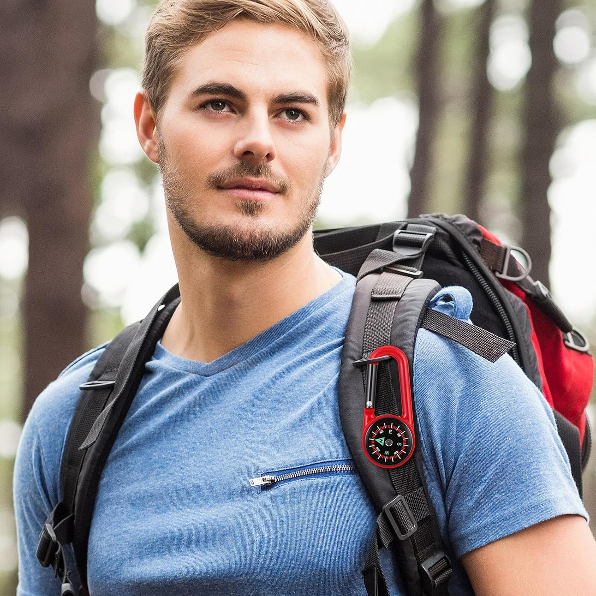 Alipis 24pcs Carabiner Compass Set: Small Pocket Compass Keychain for Kids & Adults - Colorful Mini Key Ring for Hiking, Survival, Camping, and Party Favors - 6 Assorted Colors