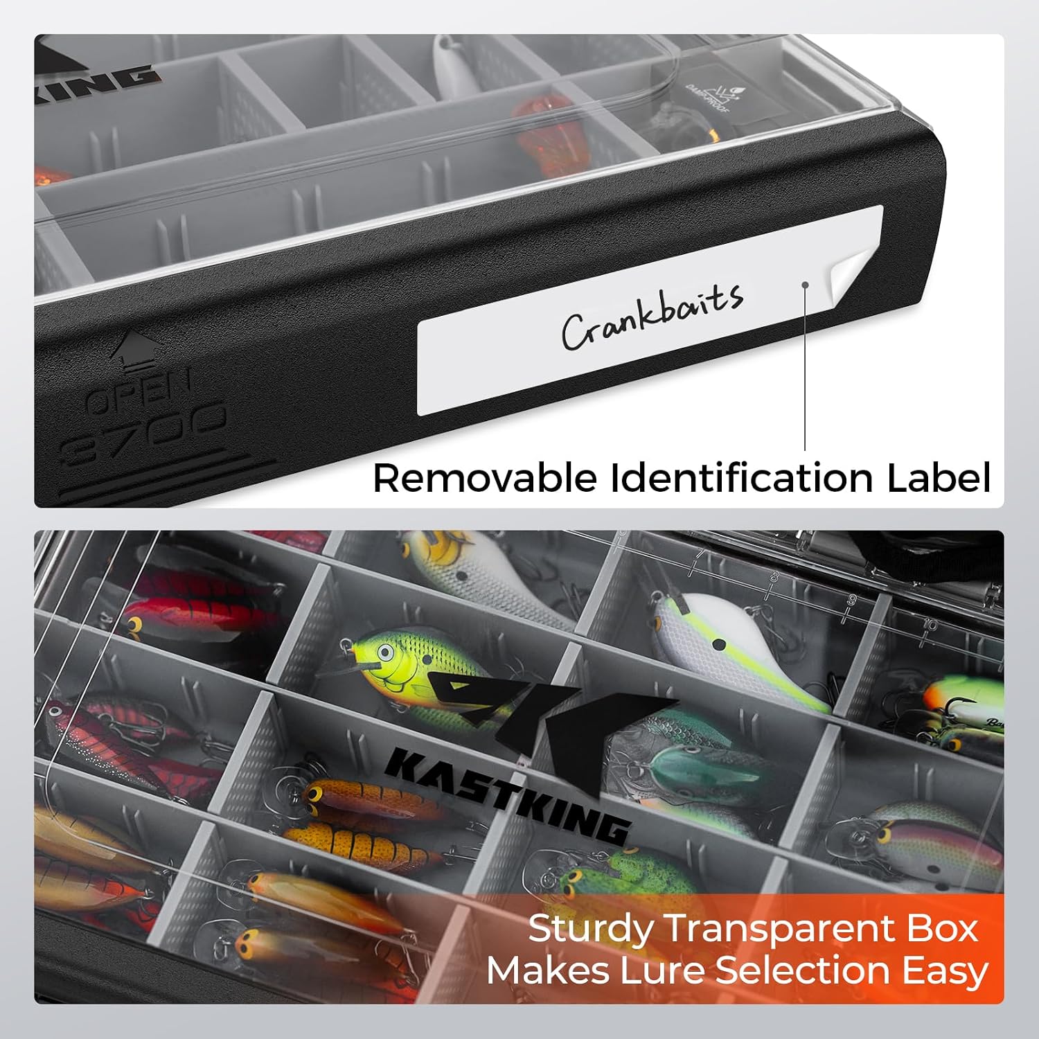 KastKing HyperSeal Waterproof Tackle Box, 3700 1 Pack, Black