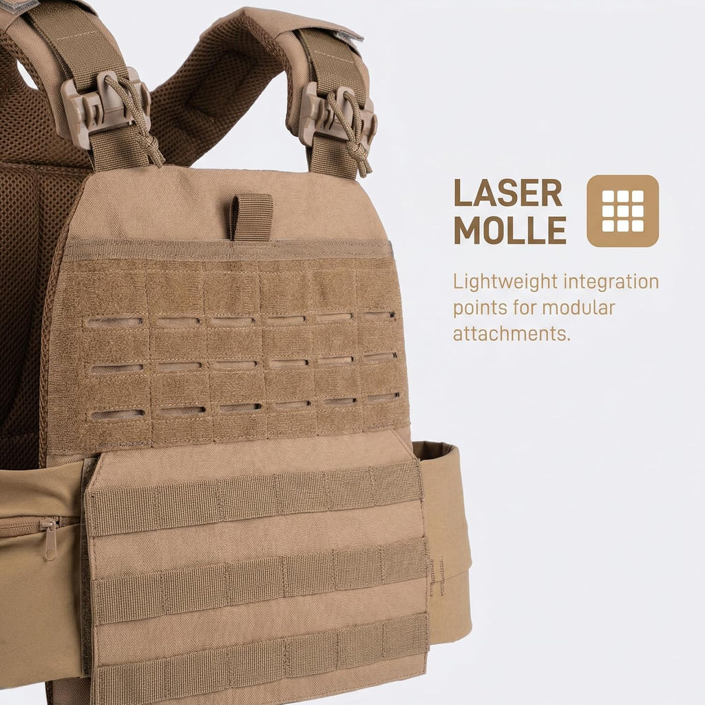 Tactical Weighted Vest for Men & Women Adjustable Strength and Endurance Workout Vest with MOLLE Panel Padded Shoulder Straps Breathable Mesh Quick Release Buckles for Running Rucking Training Fitness