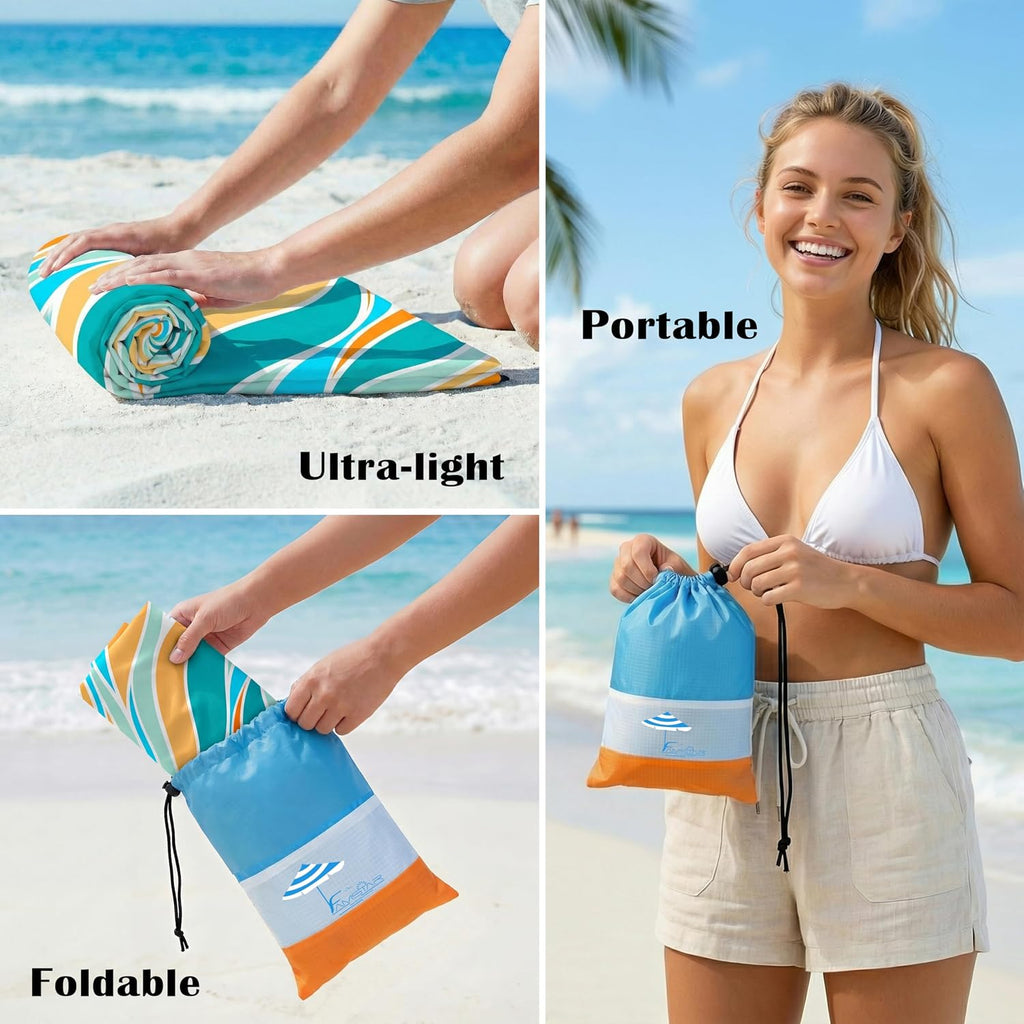 Beach Blanket Waterproof Sandproof 78''X81''/10'X9' Oversized Big Blanket