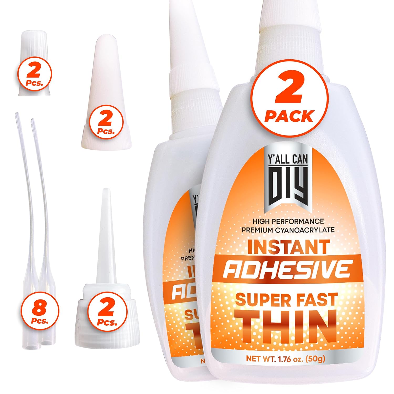 2 Pk X 1.76 Oz. (50g) CA Glue - Thin Cyanoacrylate Based Super Glue for Woodworking - Model Car Adhesive, Strong Bonds in Model Airplane, Wood Projects. Fast Drying, Instant Wood Bond