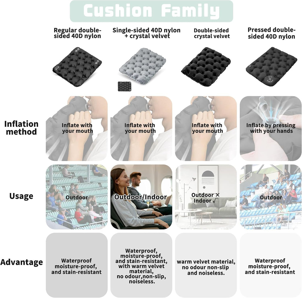 ONTYZZ Inflatable Seat Cushion Lightweight Airplane Seat Cushion