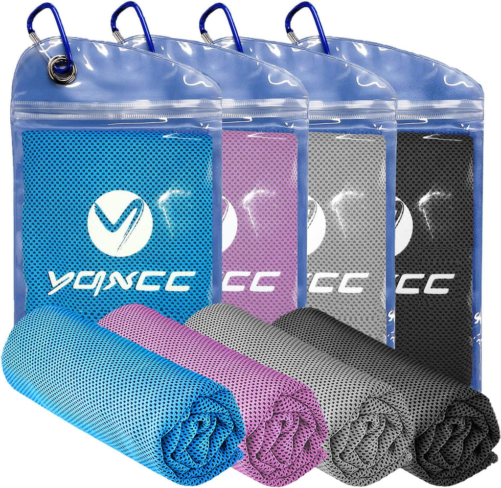 YQXCC 4 Pack Cooling Towels (47"x12"), Ice Cool Towels for Neck & Face