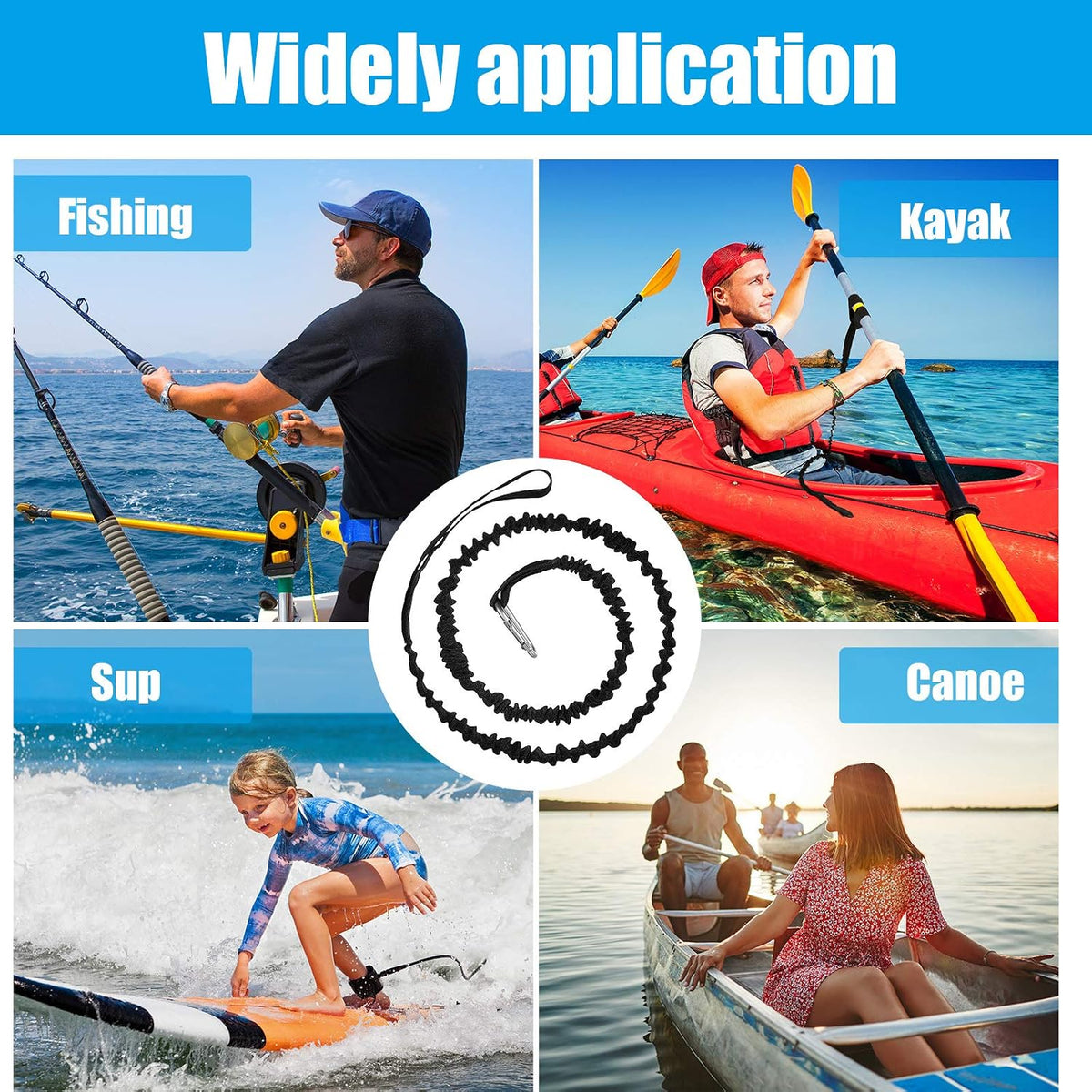 4 Pcs Kayak Paddle Leash Kayak Rod Lanyard Stretchable Coiled Tether